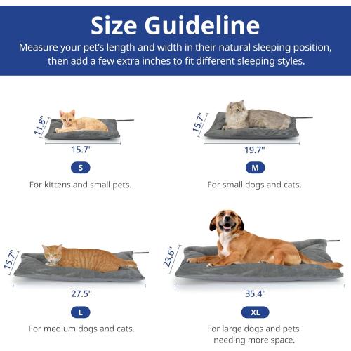 Outdoor Heated Dog Bed, Soft Pet Heating Pad with Steel-Wrapped Cord, Outside Pet Warmer for Feral Cats and Dogs, 35.4 x 23.6, 80 Watts