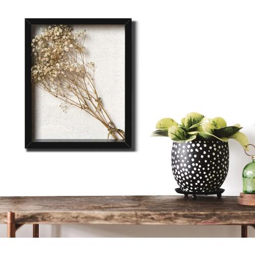 Califortree 8x10 Shadow Box Frame with Linen Back - Sturdy Memory Display Case of Flower, Pictures, Medals and More, Black