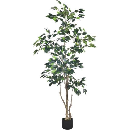 HAIHONG 6Ft Artificial Ficus Tree with Realistic Leaves, Livelike Faux Silk Indoor Outdoor Plant for Home Office Decor Living Room, Porch, Garden Decor
