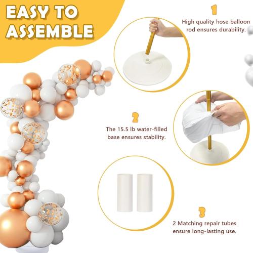 AerWo Balloon Arch Kit 9.35FT & 6FT, Free Bending Half Balloon Arch Stand with Base, Floor Gold Balloon Arch Frame Backdrop for Wedding Birthday Party Baby Shower Yard Lawn Home Christmas Decorations