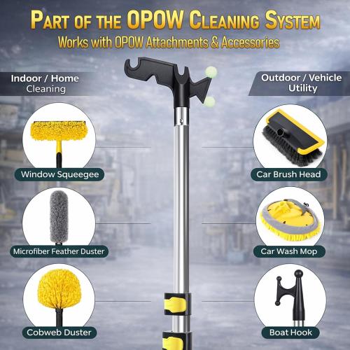 4-12 FT Christmas Light Telescopic Hanger Pole with Utility Hook, Stand Reach 30 Feet Long 3/4 inch Threaded Pole Reaching High Place for Hanging and Installation Lights String, Clothes and Birdfeeder