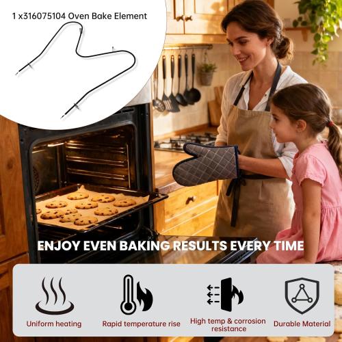 316075104 316075104 Oven Bake Element, Compatible with Frigidaire, Kenmore, Crosley, Admiral, Models 3203534, 09990062, 316075100, 2600W/240V, High-Temperature Resistant Nickel-Chromium Alloy
