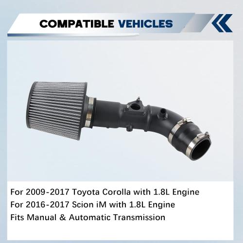 Cold Air Intake Kit w/Heat Shield Compatible With 2009-17 Toyota Corolla/ 2016-17 Scion iM 1.8L