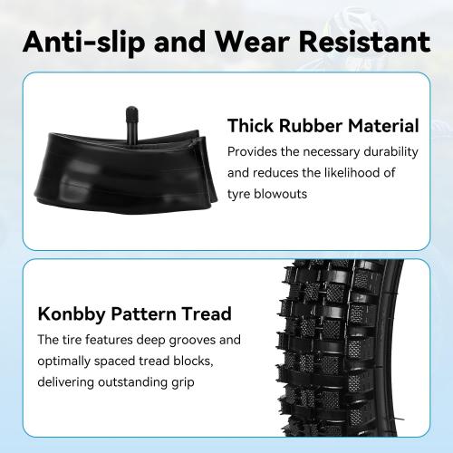 EOPOAYI 16x2.4 Bike Tire and Inner Tube Set Compatible with Electric Bike Kids Bicycle E-Scooter, 16x2.40 64-305 16 Inch Dirt Bike Tire for Razor MX650 MX500 SX500 Mcgrath Dirt Rocket Bike (2-Packs)
