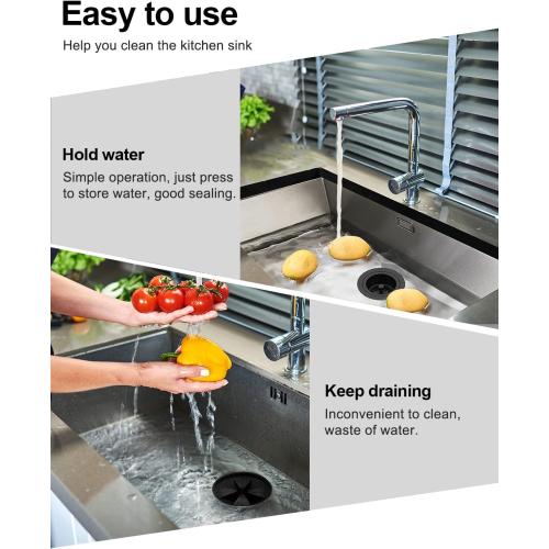 BOTEMY Extended Garbage Disposal Basket Strainer Stopper, Deep 304 Stainless Steel Kitchen Sink Flange for 3-1/2 Inch Standard Sink Drain Hole, Matte Black Deep Sink Disposal Stopper with Flange