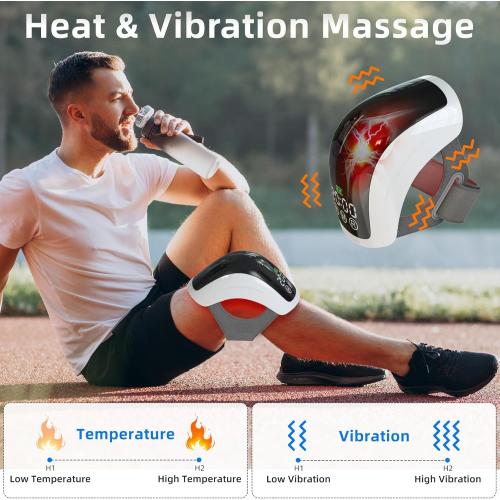 LaseLocks Knee Massager, Heat and Vibration Knee Pain Relief for Relax Tight Muscles and Helps Minor Joint Stiffness and Discomfort (Beige)