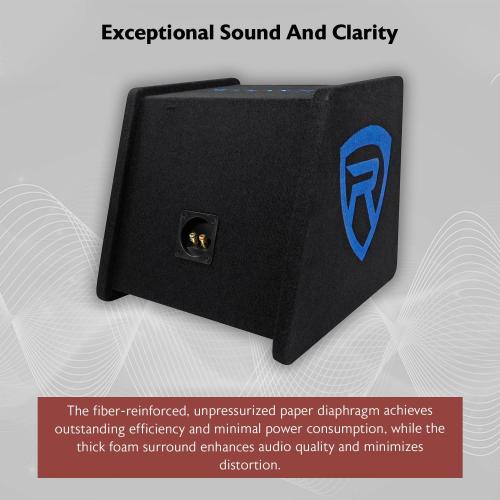Rockville RV12.1C 600W 12 Loaded Car Subwoofer Enclosure with 1200W Mono Amplifier and Amp Kit, CEA-2006 Compliant, Ported Design, for Car Audio Systems