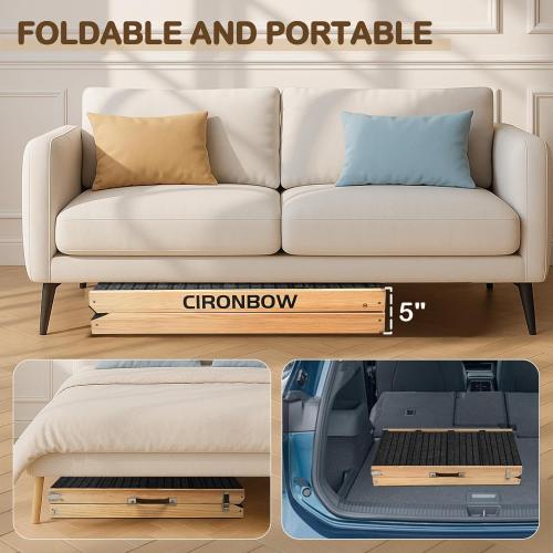 Upgraded Dog Ramp for Bed, Couch, Car, Foldable Pet Ramp, Non-Slip Pad & Safety Baffle-6 Adjustable Height 12 to 30, Portable Stable Pet Steps for Small & Medium Old Dogs & Cats