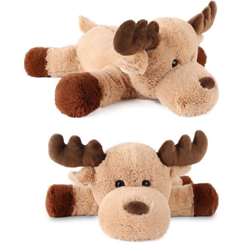 Adorable Caribou Furry Reindeer Elk Moose Stuffed Animals Plush Toy for Kids Babies Boys Birthday Bedtime Decor, 13 Super Soft Brown
