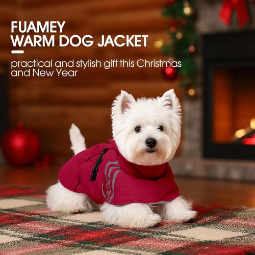 Dog Large Red Cold Weather Coats,Dog Winter Jackets for Large Dogs Warm Dogs Coat with Reflective Strips Waterproof Pet Snowsuit Thick Paded Pets Vest for Beagle Corgi Wine Red L