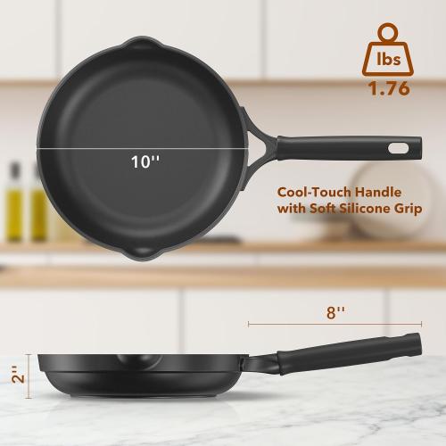 PekGema Nonstick Frying Pan 10 Inch, Non Stick Skillet Omelette Pan, Induction Skillet, Compatible with All Stovetops, PFOA PFAS Free