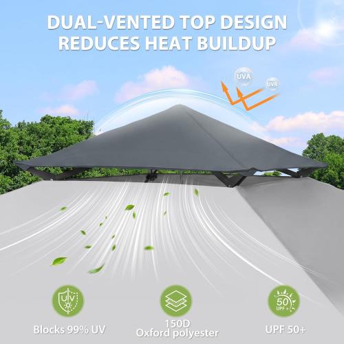‼️could have missing items and stains‼️EAGLE PEAK 13x13 Pop Up Canopy Tent, Auto Extended Eaves, Light Gray | Easy Setup, Heavy Duty Outdoor Canopy Tent, Pop Up Gazebo for Backyard, Patio, Camping & Parties, Wheeled Carry Bag, UPF 50