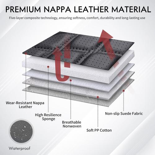 Huidasource Silverado Faux Leather Seat Covers Full Coverage Custom Fit for Truck Chevy Chevrolet Silverado Sierra 1500 2007-2025, 2500HD 3500HD 2015-2025 Crew Double Extended Cab (Front Pair/Black)