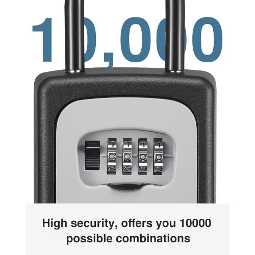 Puroma Lock Box, Large Key Lock Box Resettable Combination Code Lockbox, Portable Wall Mount Lockbox Security Safe Box for Outside Outdoor Home Office Door Handle House Key, Gray (1 Pack)
