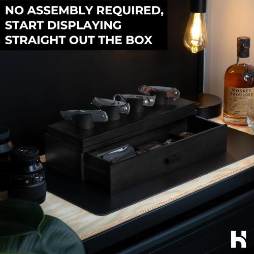 Holme & Hadfield Premium Knife Display Case for up to 10 Knives – Handcrafted Wooden Pocket Knife Organizer for Collections – Birthday Gift for EDC Collectors – Luxury Built to Last