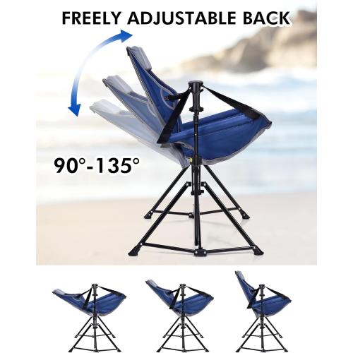 Hammock Camping Chair - 3 Heights Portable Hammock Chair Camping with Adjustable Backrest, Headrest, Padded Seat, Cup Holder - 450 LBS Heavy Duty