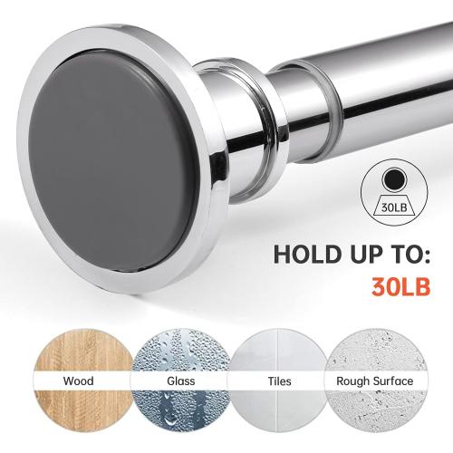 Industrial Shower Curtain Rod - Rustproof Non-Slip 43-72 Inch 304 Stainless Steel Tension Curtain Rod for Window or Bathroom, Chrome