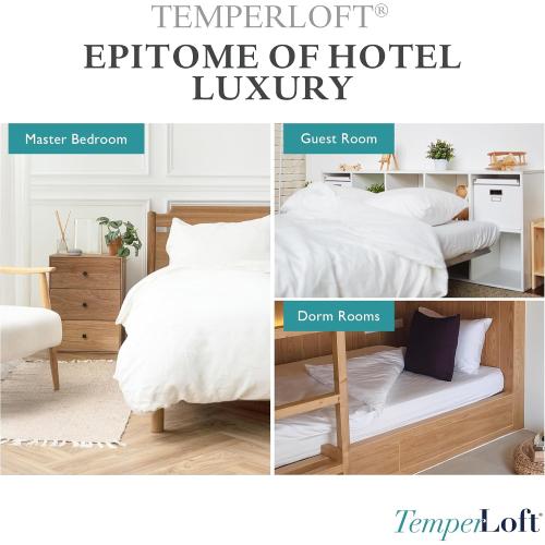 TemperLoft Serenity Pillows King (Set of 2), Down/Down Alternative Fill, 20x36, 100% Cotton Cover, Found in Leading Hotels Nationwide Hospitality Quality Delivered to Your Home