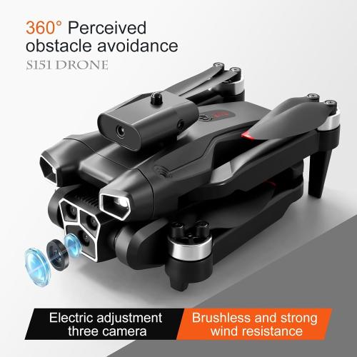 S151 Drone with Camera, Electrically Adjustable Three Camera, Built-In Optical Flow Positioning, Four-Sided Obstacle Avoidance, Suitable For Beginners, Christmas, Halloween, And Thanksgiving Gifts