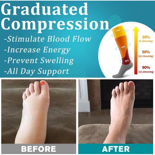 Size L /XL ....6 Pack Copper Compression Socks for Women and Men Circulation-Best Support for Medical, Running,Nursing,Athletic