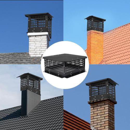 Chimney Cap, Chimney Cover Fireplace Chimney Flue Caps, Adjustable Metal Strips with Bolts Screws Black