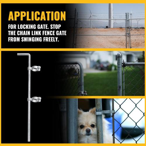 VIVIDA Gate Drop Rod 36 inch, Chain Link Drop Rod, Heavy Duty Cane Bolts Pin Latch for Single or Double Gate, Chain Link Fence Parts, for 1-3/8 Gate Post, 1 Pack