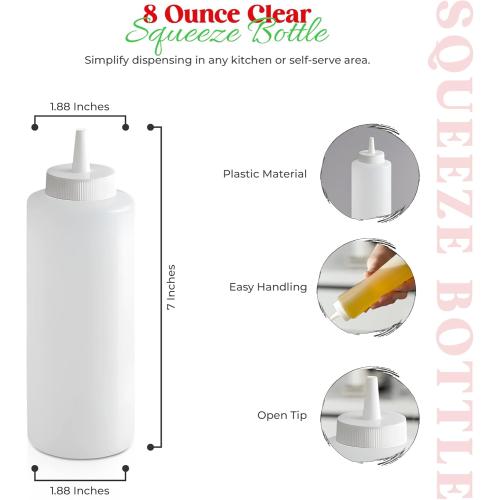 OCS Parts 6-Pack Squeeze Bottles |  Easy to Squeeze Dishwasher Safe Condiment and Sauce Bottles (Clear)