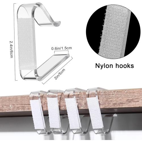 Yerliker 60 Pcs Table Skirting Clips with Hook and Loop Plastic Tablecloth Clips for Meeting Party Indoor Outdoor Events (Clear,Large)