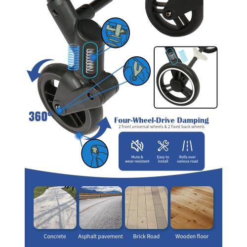 Size Large Color Black and Blue  Folding Shopping Cart 55L Retail Shopping Carts with 55L Replacement Bag Larger Capacity