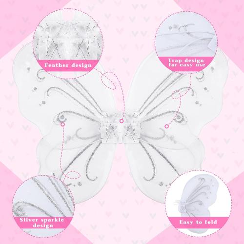 Chivao 10 Pieces Fairy Wings Butterfly Wings Costume Birthday Christmas Holloween Party Favors Decoration ***WHITE