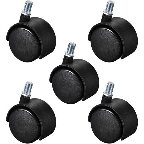 uxcell Furniture Casters 2 Inch Nylon M10 x 15mm Threaded Stem Swivel Caster Wheels, 38lb Capacity Each Wheel, 5 Pcs