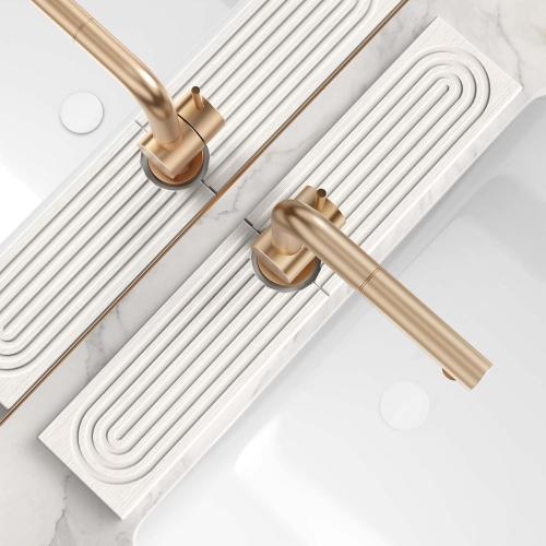 Stone Faucet Mat for Kitchen Sink – Diatomite Drying Stone Mat & Sink Protector, Prevents Moisture – Sink Splash Guard Water-Absorbing Stone Tray for Bathroom Counter (Light Grey, 20 x 3.9)