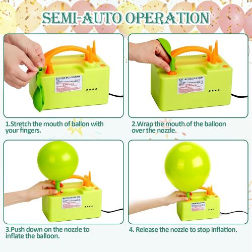 AGPtEK Electric Air Balloon Pump, 3-in-1 Electric Balloon Pump for Latex 260Q Foil Balloons 110-120V 500W Portable Electric Balloon Blower Air Pump Balloons Inflator for Party Holiday Decoration