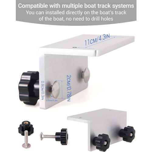 Crappie Rod Holder System for Boat Track Mount, 4-Rod Adjustable Spider Rig Holder, Marine Aluminum & Stainless Steel, Fits Most Standard Track Systems