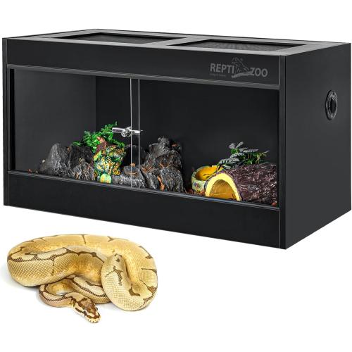 REPTI ZOO 50 Gallon PVC Reptile Enclosure, 36x18x18 inch Reptile Tank for Ball Python Bearded Dragon Snake Gecko, Reptile Terrarium Lounge Habitat with Glass Sliding Door & Top Screen Ventilation