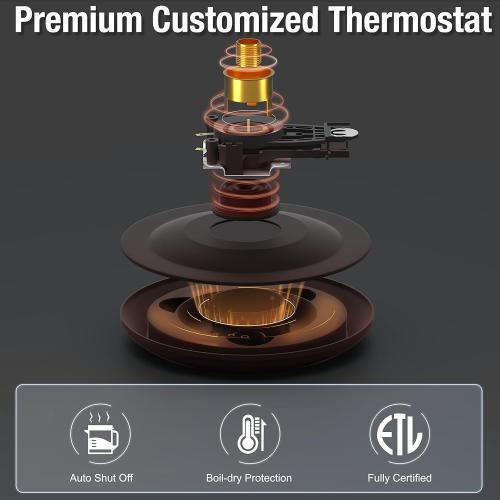 Dezin Electric Kettle, BPA-Free 2L Electric Water Heater, Glass Electric Tea Kettle, 304 Stainless Steel Hot Water Kettle Warmer with Fast Boil, Auto Shut-Off & Boil Dry Protection, for Coffee, Tea