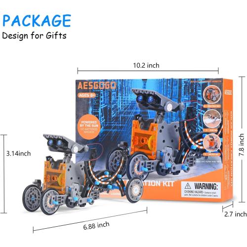 12-in-1 Solar Robot Kit for Kids Age 8-12, STEM Educational Solar Power Robotic Toys Gifts for Kids, DIY Science Building Experiments Kit Christmas Birthday Gifts for Boys Girls Age 8 9 10 11 12