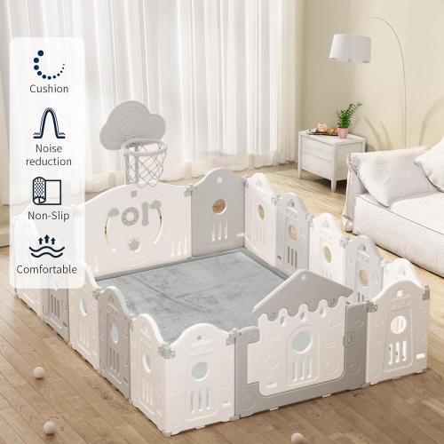 ACOMOPACK Baby Play Mat for Floor 1.3 Thick Memory Foam Play Mat 59×71 Tummy Time Crawling with Non-slip Bottom for Living Room,Nursery,Soft Velvet Playpen Mats for Kids,Infants（Light Grey）