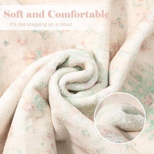 MUJOO 8x10 Area Rugs,Washable Rugs for Living Room Dining Room Bedroom,Large Boho Throw Carpet,Non Slip Big Indoor Low Pile Light Pink and Green