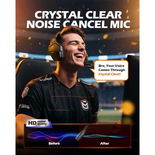 NUBWO Wireless Gaming Headset with Mic for Ps5 Ps4 PC, Zero Interference, 100-Hour Battery All-Day Play, 23ms Sync​ for Fortnite & Call of Duty/FPS Gamers, Triple Mode All Devices Compatible - Orange