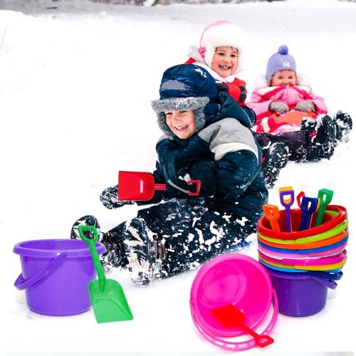 12 Pack Sand Buckets and Shovels for Kids 7.48 Inches | Beach and Sand Toys at The Beach | Use for Sand Molds at The Sandbox -12 Pail and 12 Shovel Set
