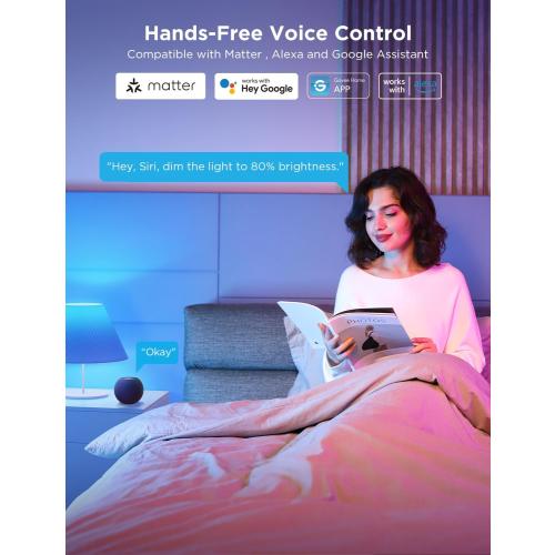 Govee LED Smart Light Bulbs, 1000LM RGBWW A19 75W E26 Base 4 Pack | Color Changing Light Bulb, Work with Matter Alexa and Google Assistant, Smart Bulbs for Bedroom, Living Room