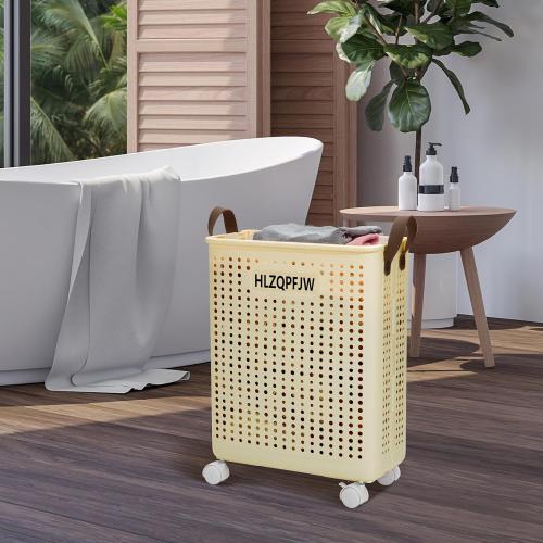 Cream Yellow Medium HLZQPFJWcollapsible laundry baskets,laundry basket with wheels,laundry hamper with wheels,dorm laundry hamper,childlaundry basket plastic (Cream yellow, Medium)