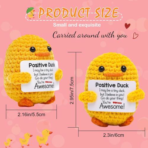 2 PACK Artlunar Funny Positive Duck Emotional Support Ducks Crochet Inspirational Gifts Birthday Valentine White Elephant Gifts for Women Men Cute Duck Home Decor