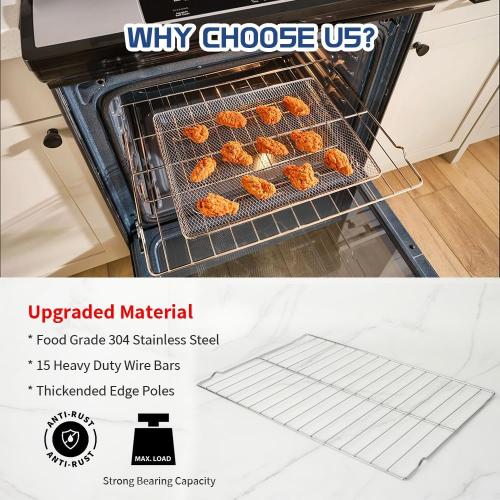 Upgraded 2-Pack Oven Racks 316496201 for Frigidaire Kenmore Range Stove 24.17 x 16 inch - Replaces 316496202 316496207 AP4040129 PS1765356, Stainless Steel
