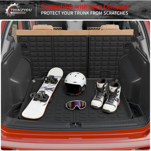 Floor Mats Compatible with 2017-2025 2026 Jeep Compass Trunk Mat Cargo Liner Cargo Mat TPE All Weather Back Seat Cover Protector 2024 Compass Accessories (Trunk Mat Backrest Mats Floor Mats)