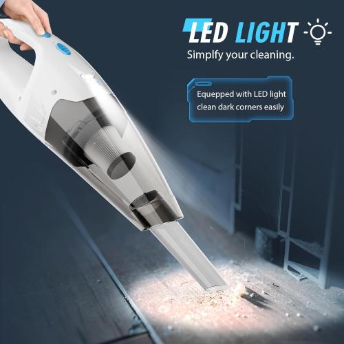 Handheld Vacuum Cordless, 6KPA Strong Suction & 25 Mins Runtime, 1.6lbs Lightweight Hand Vacuum Cordless Rechargeable with HEPA Filter/LED Light/Multi-Accessories,for Home/Car/Office Cleaning