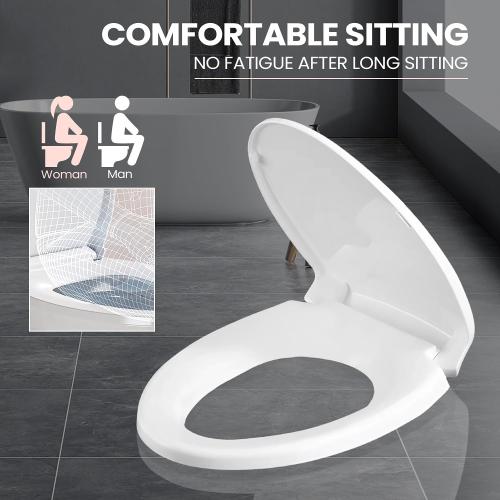WHITE SS114 Elongated Toilet Seat Compatible with TOTO SS113/SS154/SS224/SS204, Soft Close Elongated Toilet Seat, Traditional Toilet Seat Replacement with Toilet Bolts and Nut - Cotton White