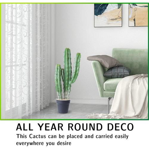 Size 25 Artificial Cactus Fake Big Cactus 25 Inch Faux Cacti Plants for Home Garden Office Store Decoration