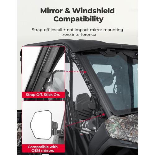 KEMIMOTO Soft Full Doors, UTV Water-Resistant Cab Enclosure Compatible with CFMOTO UFORCE U10 Pro 2025 , Upgrade YKK Zipper Full Windshield Panel 2 Doors Accessories